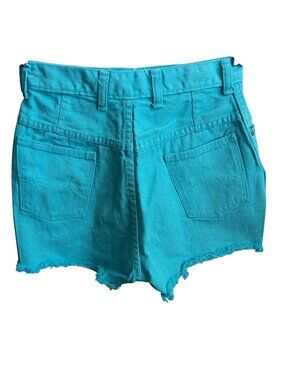 True Vintage Cutoff Shorts 25W 25" Denim 1970s Turquoise High-Waisted Farm